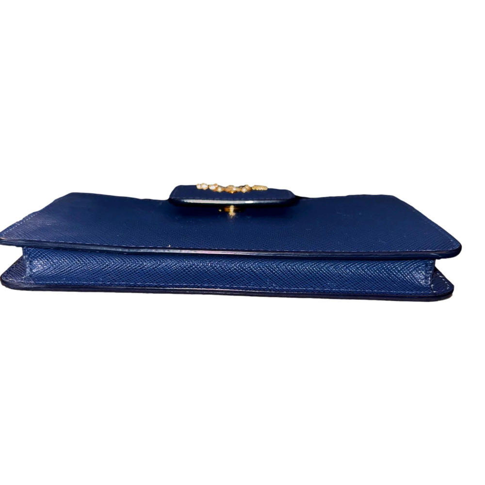 Prada Saffiano Leather Blue Wristlet Clutch - Picture 2 of 7